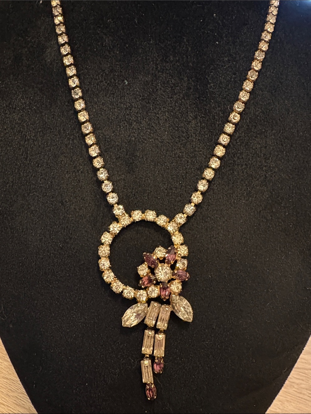 1950s J flex STERLING silver crystal necklace,